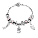 Pink Crystal Charm Silver Bracelets & Bangles for Women
