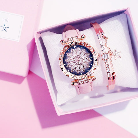 Women Watches Bracelet set Starry Sky