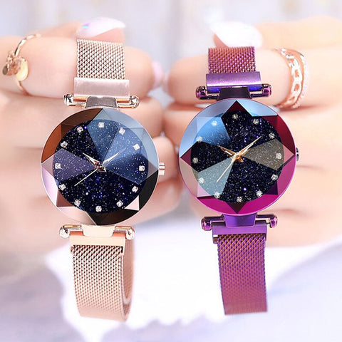 Starry Sky Stainless Steel Mesh Bracelet Watches For Women