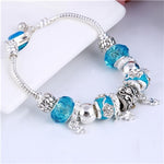 Pink Crystal Charm Silver Bracelets & Bangles for Women