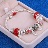 Pink Crystal Charm Silver Bracelets & Bangles for Women